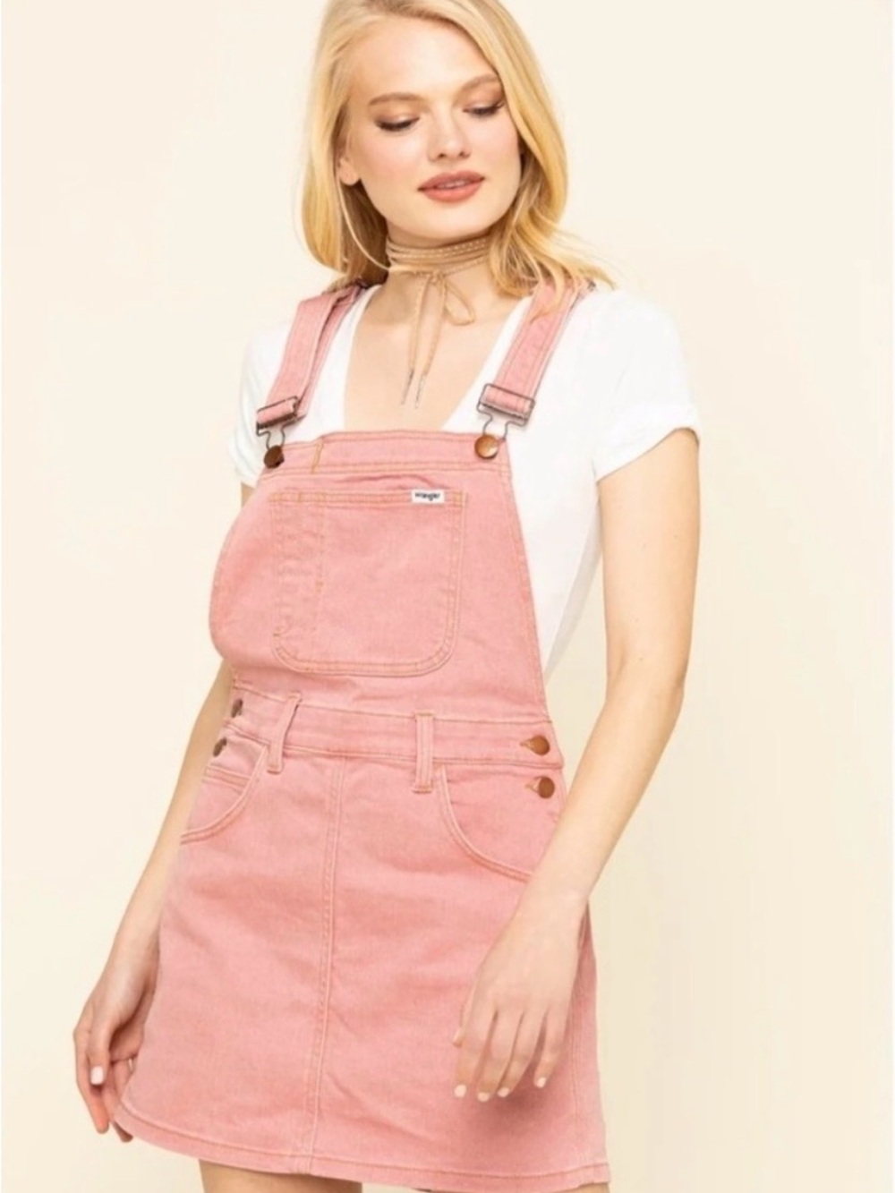 Wrangler Blush Pink Denim Overall Dress